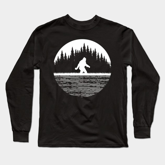 Bigfoot & Trees Long Sleeve T-Shirt by Tesszero